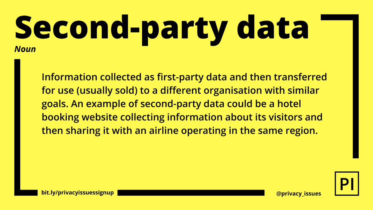 privacy_issues's tweet image. On Tuesdays we feature #GlossaryPI. Our #privacy term of the day is Second Party Data. Relevant for #Marketing &amp;amp; #Advertising , it is used to enhance &amp;amp; enrich #firstparty data. 

Share our terms to help creating a more #privacyaware world. 

#sharingiscaring
