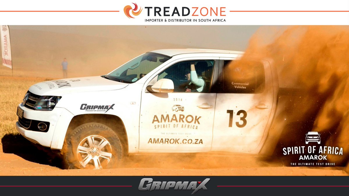 treadzone's tweet photo. This year’s Spirit of Africa event created a dust-wave of excitement. If you missed the first part, play catchup by following their Facebook page. The Mud Rage R/T Max tyre from Gripmax South Africa, powered by Treadzone, is there. All the Amarok SUVs are fitted with this tyre. https://t.co/eyQgtjbu4Q