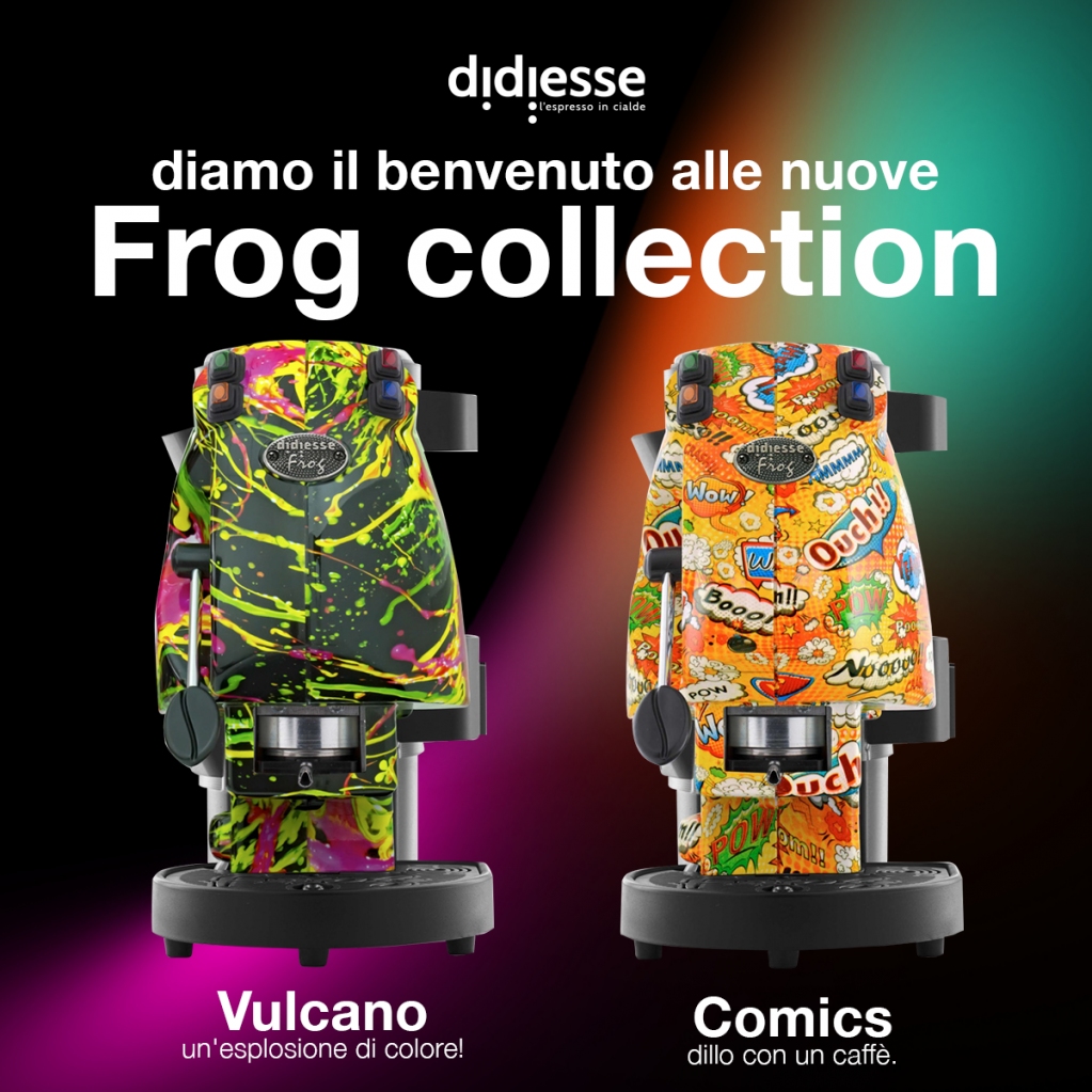 Didiesse presenta le nuove "limited edition" della Frog Collection, un'esplosione di colori ed energia disponibili solo in 500 pezzi.
Vulcano, dedicata al Vesuvio, simbolo di Napoli come lo è il caffè.
Comics, dedicata agli appassionati di fumetti di ogni etá.
Scoprile Online!