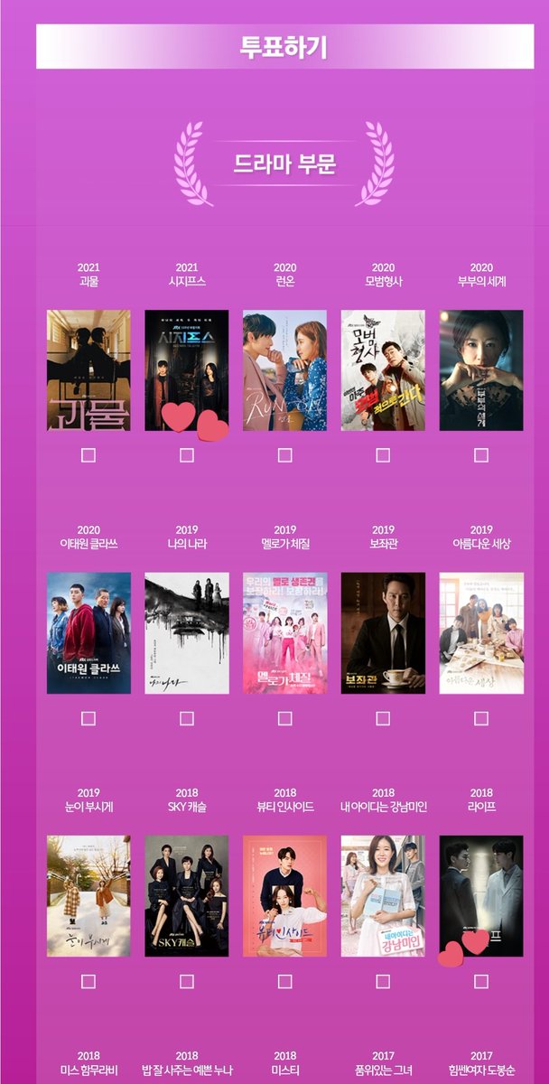 3. You must choose 3 dramas and 3 variety shows (Please vote for Sisyphus and Life too )4. Click submit then its done.Please make sure that you must vote 3 dramas and 3 variety shows. And you can only vote once per day! #SisyphusTheMyth  #Life