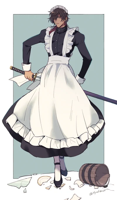 これはお屋敷に一人は居る戦えるタイプのメイドの大倶利伽羅君

※女装 