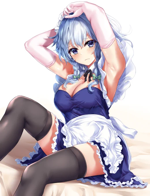 #メイドの日
①ニーハイの喰い込みが気になる咲夜さん
②時間停止して焦らしてくる咲夜さん
③腋を味見される咲夜さん 