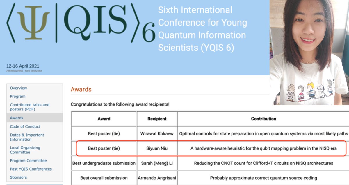 Congratulations to my PhD student <a href="/SiyuanNiu/">Siyuan Niu</a> on her Best Poster Award at the International Conference of Young Quantum Information Scientists (YQIS 2021). 
indico.frib.msu.edu/event/31/page/…