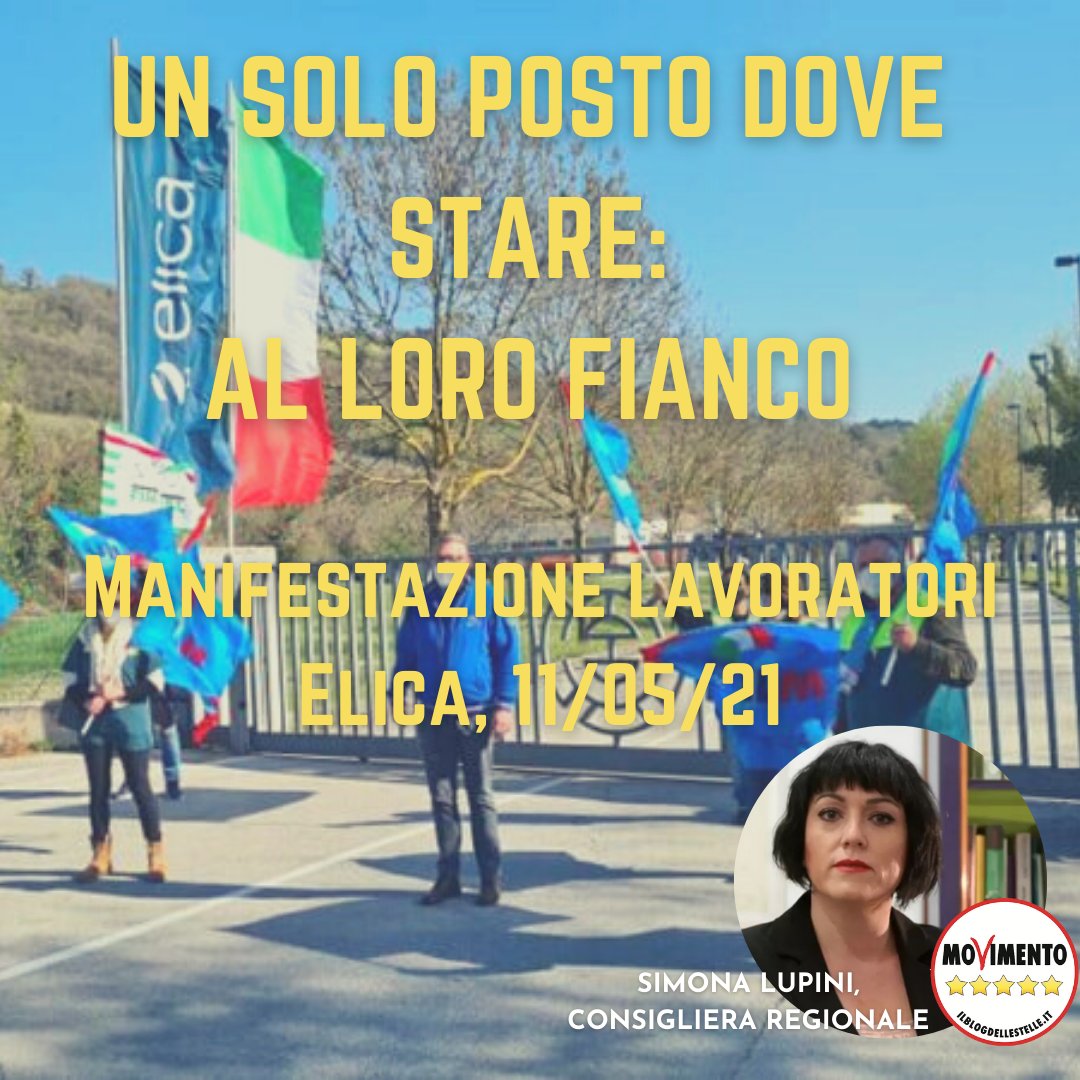 LupiniSimona's tweet photo. Un solo posto dove stare: al loro fianco!
Domani, con i lavoratori e le lavoratrici di #Elica: facciamogli sentire che tutte le #Marche sono dalla loro parte. #lavoro #operai #lavoratori @m5s_marche @marta_ruggeri @PatriziaTerzoni @Sergione69 https://t.co/8X53ztvmLF
