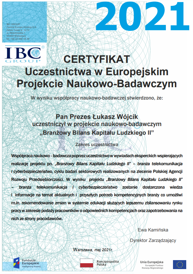 CyberPrevent_PL's tweet photo. Rozwój branży #telekomunikacji i #cyberbezpieczeństwa w Polsce to główne cele projektu badawczego - "Branżowy Bilans Kapitału Ludzkiego II" realizowanego przez IBC GROUP dla @parpgovpl . W projekcie wziął udział @LukaszWoojcik ekspert @CyberPrevent_PL i @NaviRisk_Group #CyberRisk https://t.co/AbvtENIOPE