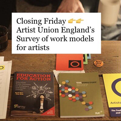 Independents Biennial (@indybiennial) on Twitter photo We’ve been working with <a href="/ArtistsUnionE/">Artists'UnionEngland</a> this year to help them shape the future of their support for artists. We need your help.
A survey on income levels & work models for artists closed on Friday, with the report analysis to be discussed at the end of the festival with AUE. We’ve been working with <a href="/ArtistsUnionE/">Artists'UnionEngland</a> this year to help them shape the future of their support for artists. We need your help.
A survey on income levels & work models for artists closed on Friday, with the report analysis to be discussed at the end of the festival with AUE.