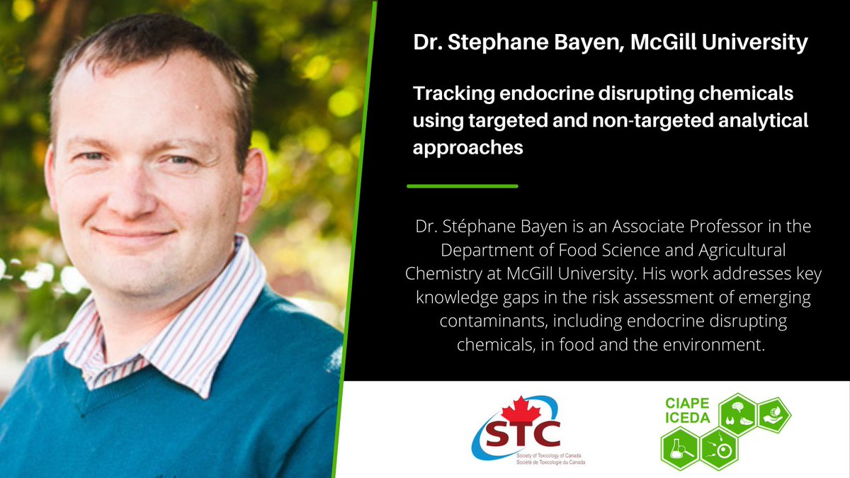 WEBINAR - JUNE 10th hosted by @SciTox and ICEDA @BayenStephane, one of our members, will give a lecture on tracking #endocrine #disrupting #chemicals using targeted and non-targeted analytical approaches. Register by June 7! ciape-iceda.ca/webinar-stc-ic…