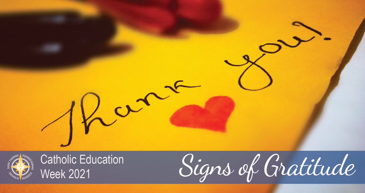 Happy #CatholicEducationWeek! We want to know why you’re thankful for your Catholic school. Make a Sign of Gratitude, take a photo, and share with us using #IBelieveInCatholicEd 
More details: bit.ly/3h74rIp