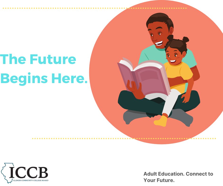 The Future Begins Here. Connect to your future with IL Adult Ed. Check out ICCB Adult Ed Programs in your area by accessing iccb.org/adult_ed/adult… 

 #highschooldiploma #connecttoyourfuture #highschoolcredential #literacyskills #highschoolcompletion #getajob #GED