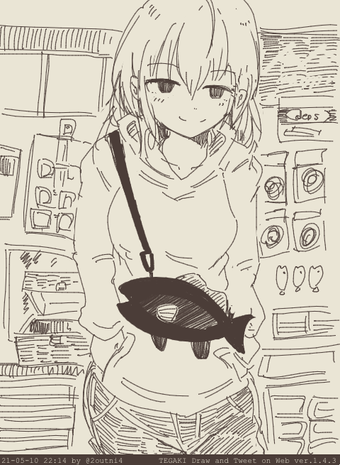 チトと魚型ウエストポーチ #tegaki_dt 