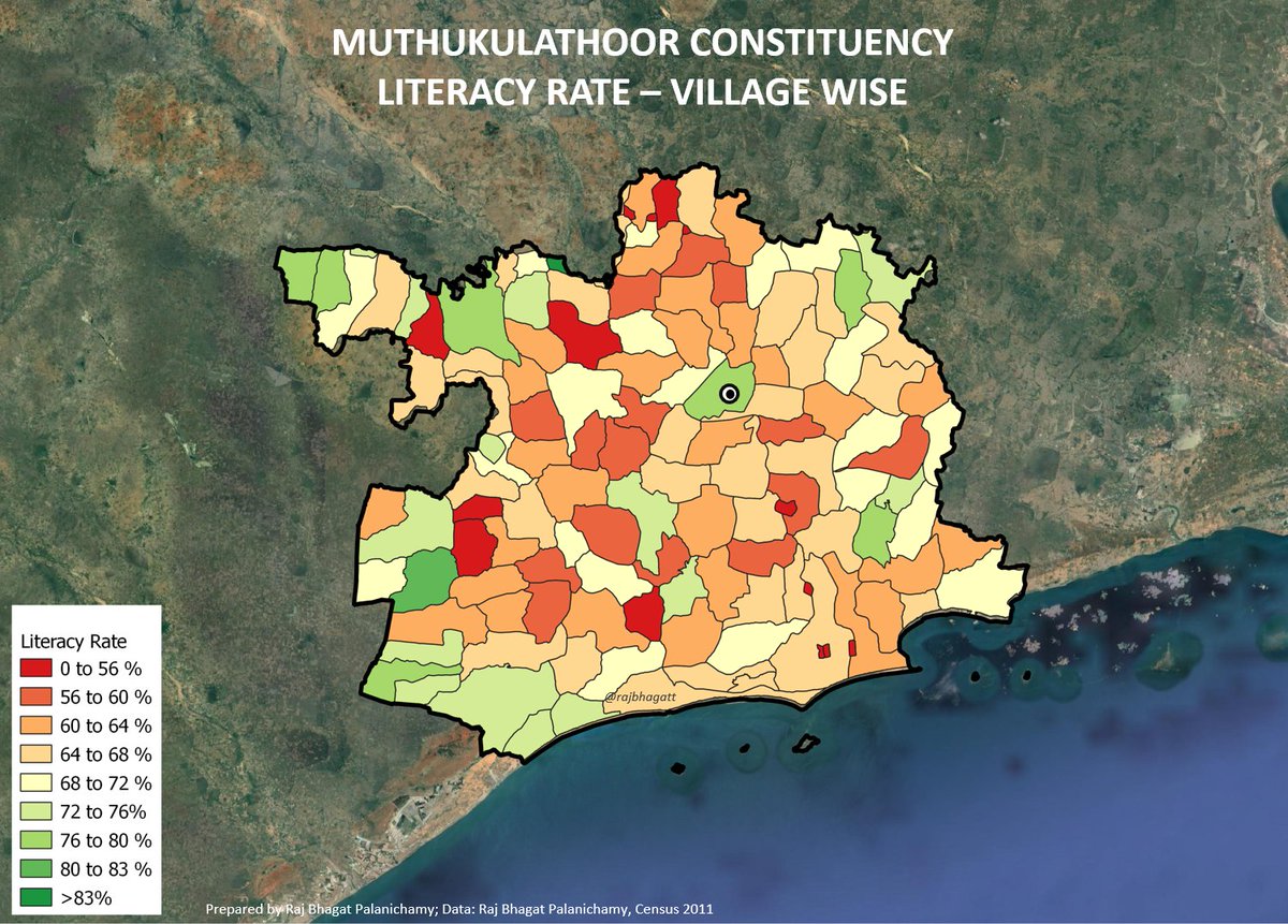  #Muthukulathoor constituency- literacy rate shows the variation between different villages (54 to 84%) whereas a smaller constituency like Harbour in Chennai's wards vary between 74 to 84% with 81% avg)Due to larger disconnects, Polarized Large constituencies become weak24/n