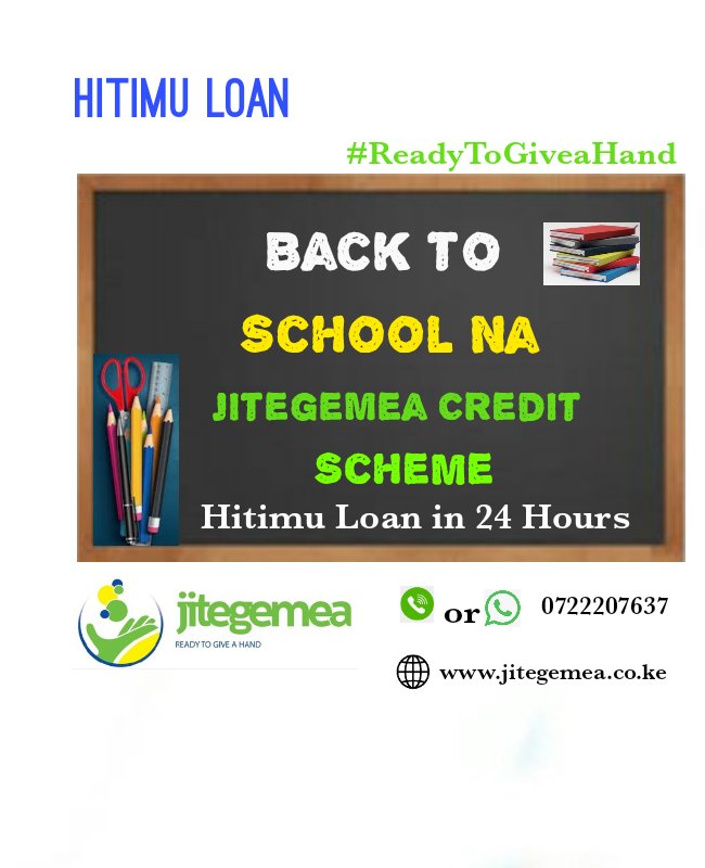 jitegemea's tweet photo. Back to school can be costly, @jitegemea understands the importance of empowering children's education for they are the future of the world. To apply for Hitimu loan get in touch with us today on 0722207637 for more information.
#BacktoSchool
#HitimuLoan
#ReadyToGiveaHand https://t.co/cv48dyRtI5