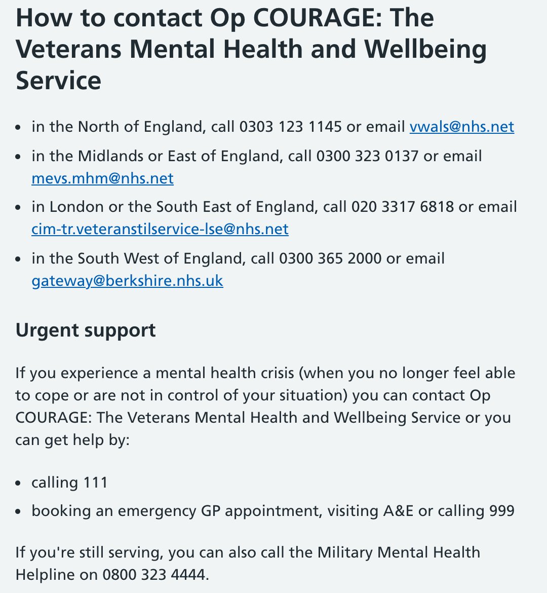 VeteransGovUK's tweet photo. Across England, there are #OpCourage services to support veterans and their loved ones 👇 https://t.co/IQ0mUK7L3n