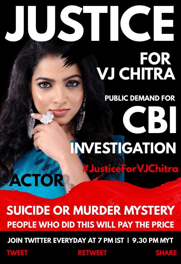 Megha_maluz's tweet photo. #JusticeForVJChitra
#prayfoVjChitra
@mkstalin 
@Udhaystalin 
The truth is one never sleeps, and the time is not far off when it will one day come out.The time is not far off for those involved to respond.Justice will be done for the suffering of her family. https://t.co/WOTz9vGDNi