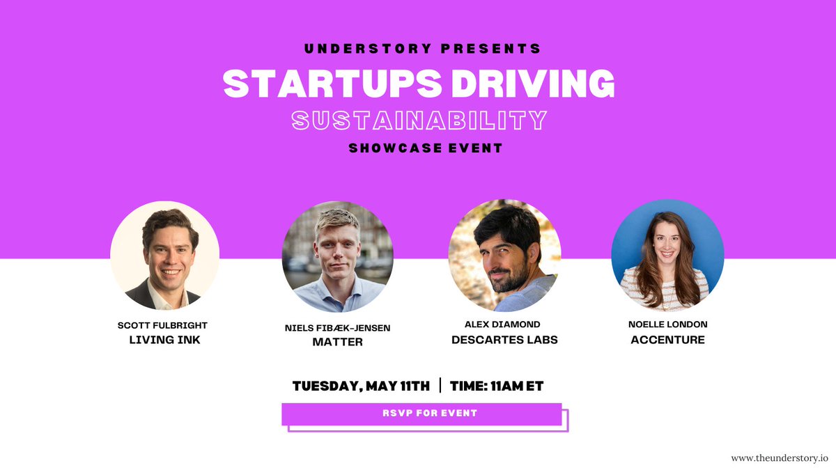 Don't miss tomorrow's talks from <a href="/Accenture/">Accenture</a> <a href="/LivingInkTech/">Living Ink</a> <a href="/DescartesLabs/">EarthDaily (formerly Descartes Labs)</a> <a href="/matter_esg/">Matter</a>. 🌎

RSVP for event details! 🌱eventbrite.com/e/startups-dri…

#theunderstory #sustainableinnovation #greentech #climatechange #sustainability #innovation #startups #esg #circulareconomy #zerowaste