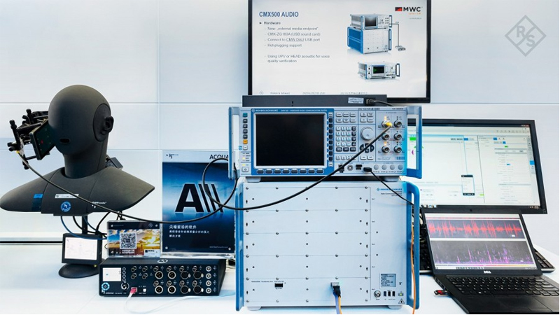 MWJeditor's tweet photo. The #5G #VoNR test solution from @RohdeSchwarz and @HEADacoustics employs the latest gen of the R&S CMX500 wideband #radio comm tester, combined with the #labCORE hardware platform from HEAD and their #ACQUA measurement and analysis software. https://t.co/m2ryIMi2jY https://t.co/Wav3BV7kMA