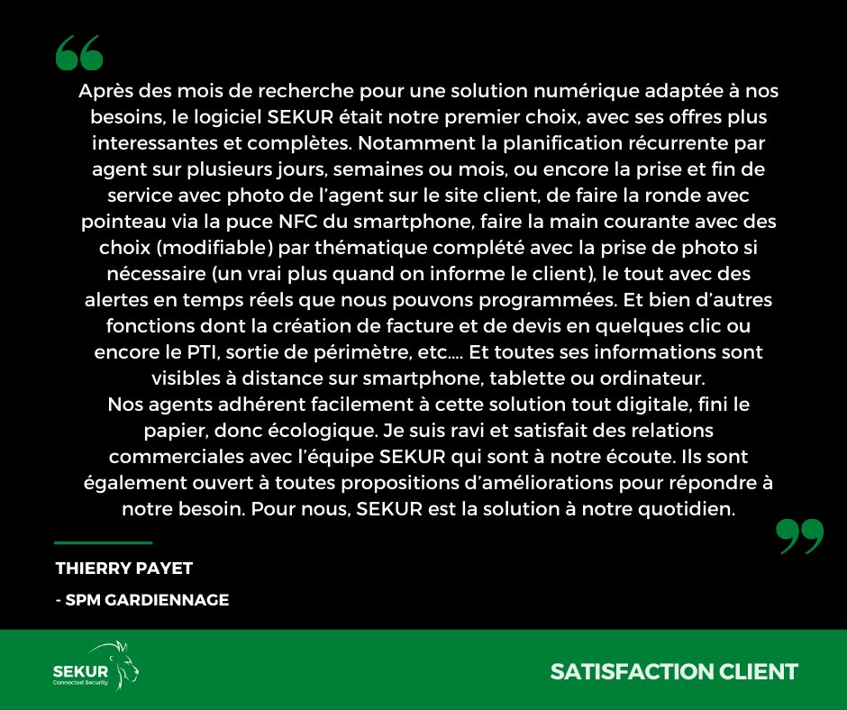 sekur33's tweet photo. Chez SEKUR, la satisfaction de nos clients est LA priorité et cela se voit ! Merci à Thierry Payet de faire confiance à SEKUR pour la gestion de sa société de sécurité privée.

✅ Réservez votre démonstration gratuite :
📞+33 (0)6 98 19 87 71

#agent #sécurité #privée #security https://t.co/fEZ2lz5GyC