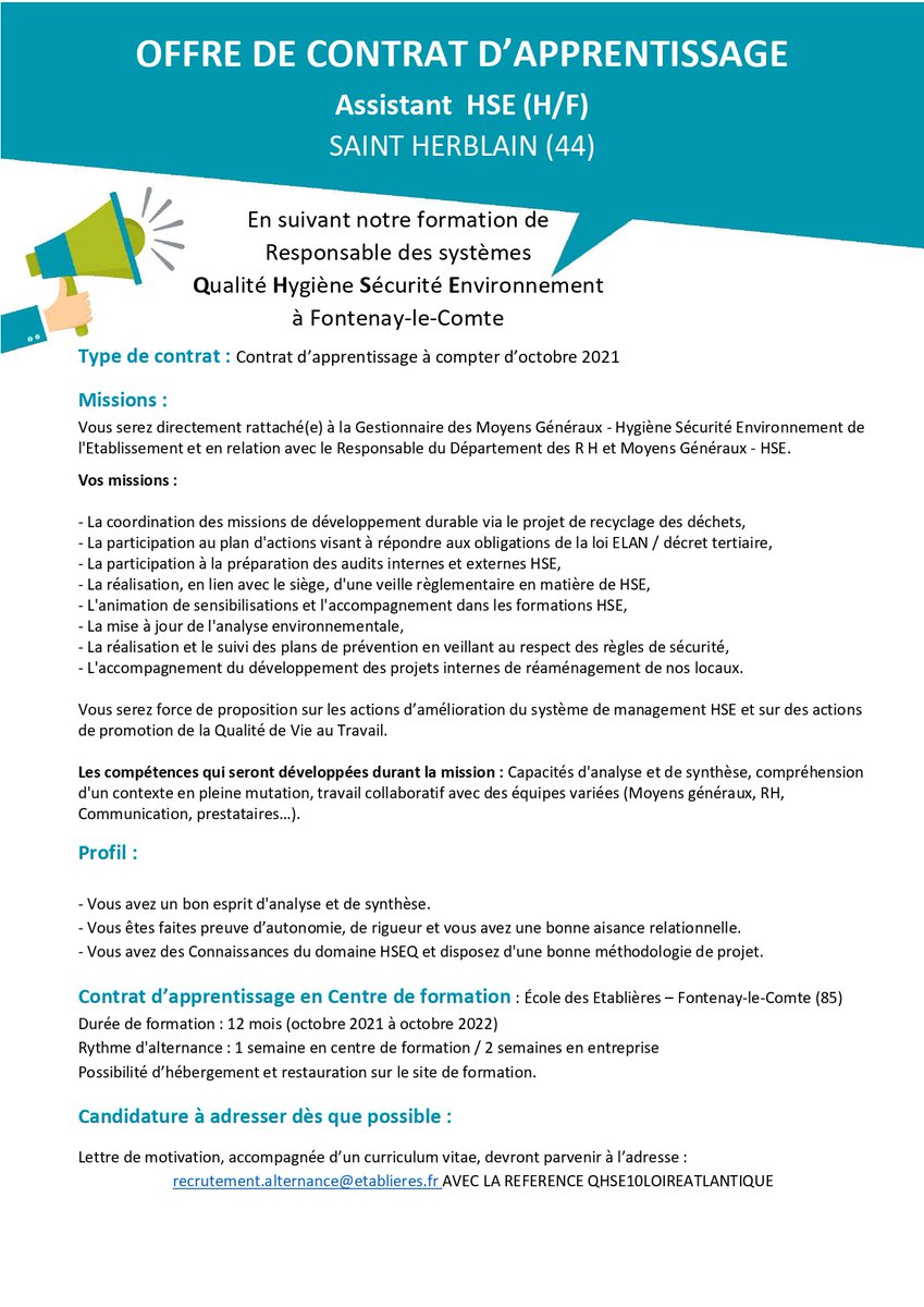 FabienVary's tweet photo. Nouvelles offres d'alternance dans les domaines #QSE et #Géomatique.

Nos formations au sein du Groupe @Etablieres 
- QSE : https://t.co/kUqoEfe9vi
- SIG : https://t.co/wgrZreK4pE

#apprentissage #qualité #sécurité #Environnement 
#drone #numérique #cartographie

@PatriciaGlbt85 https://t.co/AZGacjUvH3