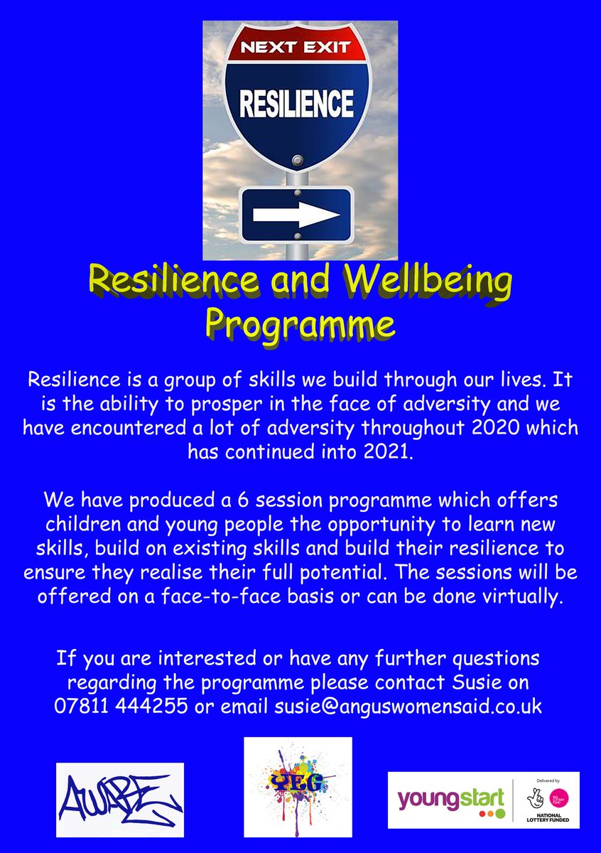 aware30's tweet photo. The S1-S3 resilience programme is proving to be a huge success and very much needed at the moment. Please feel free to share the flyer. This is on a 1:1 basis until we can resume group work. @MonifiethHWB @MonifiethHigh @MonihighPE @CarhighPCS2020 @CarnoustieHigh @carnoustiemed https://t.co/pCx34ACrE9