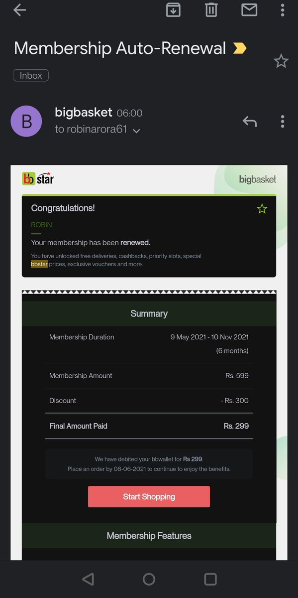 Robin_Aror's tweet photo. @bigbasket_com You renewed by BBstar membership without consent and turned my wallet balance to negative, did I even give you a consent to do that ?
What kind robbery of my wallet balance is this ? who in the organization approves revenue booking from such a business case ? https://t.co/QdUEjdHzw0