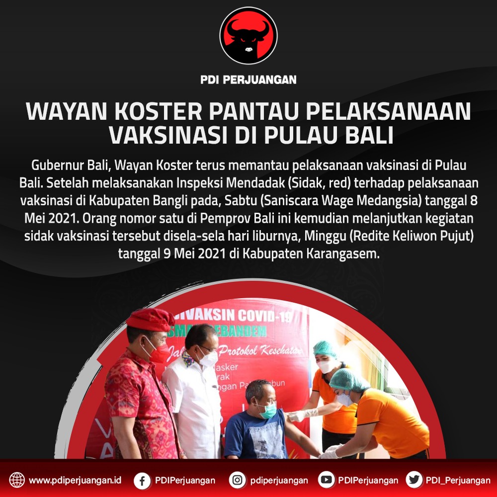 Pdi Perjuangan On Twitter Wayan Koster Pantau Pelaksanaan Vaksinasi Di Pulau Bali Gubernur Bali Wayan Koster Terus Memantau Pelaksanaan Vaksinasi Di Pulau Bali Setelah Melaksanakan Inspeksi Mendadak Sidak Red Terhadap Pelaksanaan Vaksinasi