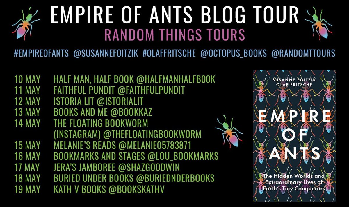 Random Things Tours 🇺🇦 (@randomttours) on Twitter photo If you like insects and creepy crawlies then this would be right up your street.
Join <a href="/halfmanhalfb00k/">Paul Cheney</a> for DAY ONE of the #EmpireOfAnts by <a href="/SusanneFoitzik/">Susanne Foitzik</a> #OlafFritsche BlogTour with #RandomThingsTours <a href="/Octopus_Books/">Octopus Publishing</a>
halfmanhalfbook.co.uk/blog-tour/empi… If you like insects and creepy crawlies then this would be right up your street.
Join <a href="/halfmanhalfb00k/">Paul Cheney</a> for DAY ONE of the #EmpireOfAnts by <a href="/SusanneFoitzik/">Susanne Foitzik</a> #OlafFritsche BlogTour with #RandomThingsTours <a href="/Octopus_Books/">Octopus Publishing</a>
halfmanhalfbook.co.uk/blog-tour/empi…