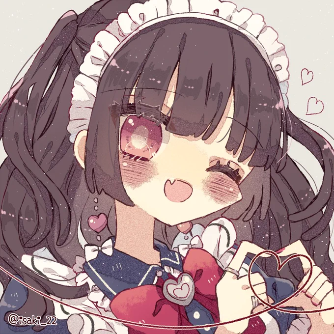 4人のメイドさんを描きました!(*ฅ́˘ฅ̀*)♡
よかったら1日でも使っていただけたら嬉しいです💕💗💕拡大、加工ご自由に〜〜
 #メイドの日 
 #フリーアイコン 