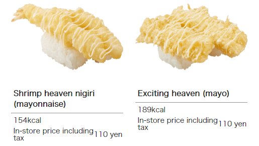 also:SHRIMP HEAVEN NIGIRI & EXCITING HEAVEN (with mayonnaise)