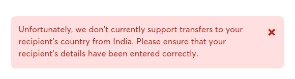 anishkatkamwar's tweet photo. Trying to make a transfer from India to US but I'm getting an error. Help @Wise https://t.co/3kXHBfNQa4