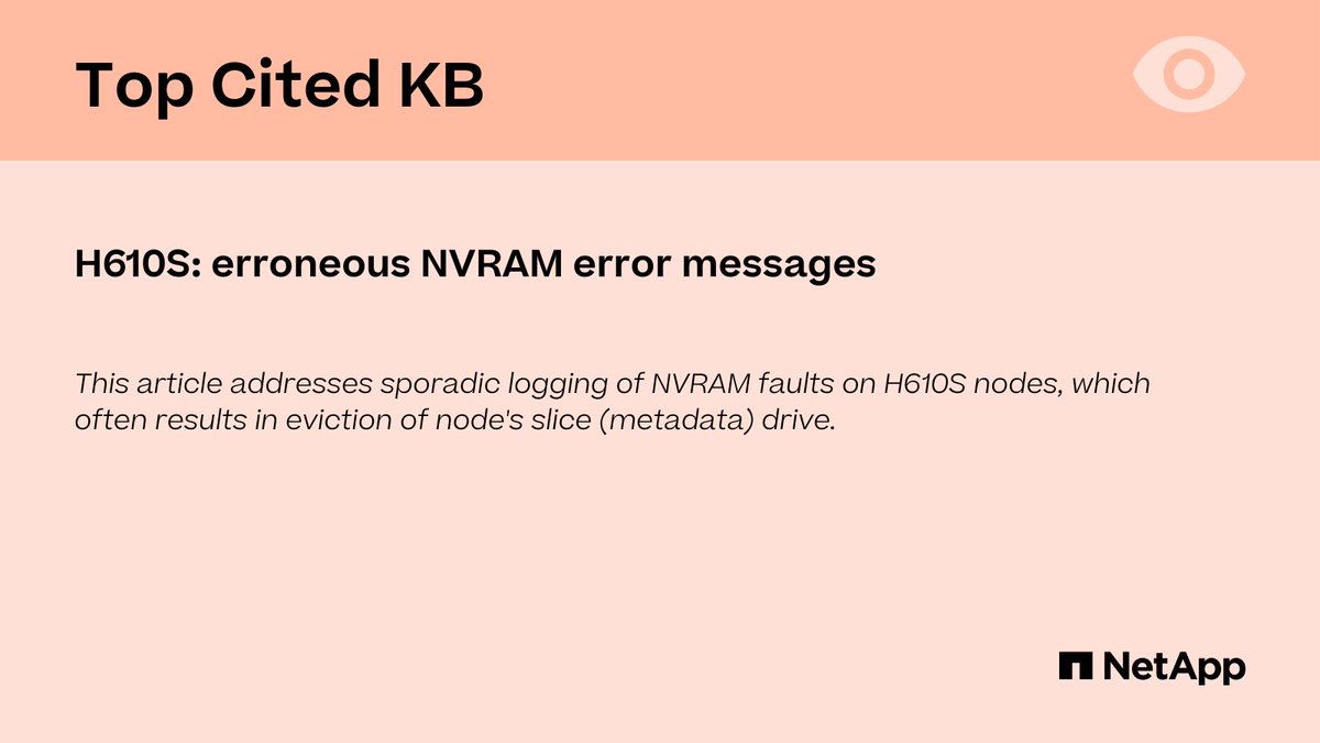 NetAppAssist's tweet photo. H610S: erroneous NVRAM error messages
https://t.co/nqcRXuHDj7
#NVRAM #NVDIMM #H610S #HCI #HCIFlashStorageNode #ErrorMessage #SolidFire #AFF #ElementOS #SliceDrive @NetAppAssist @NetApp https://t.co/gnJ4jLM6TG
