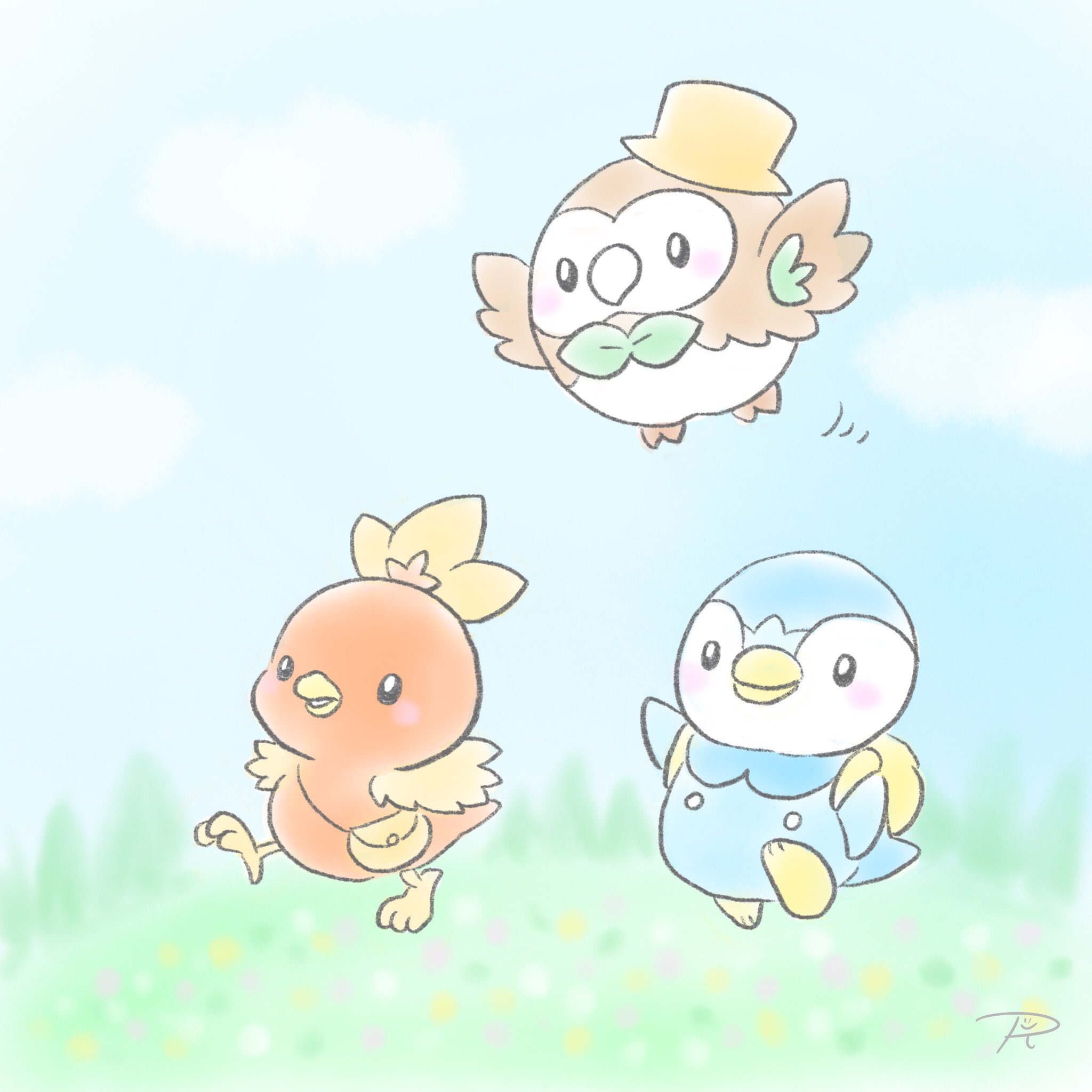 あーる ポケモン大好きママ部 今月のお題 おでかけ 鳥御三家可愛い 今回は娘なしのイラストです T Co Itvfdn0mt8 Twitter