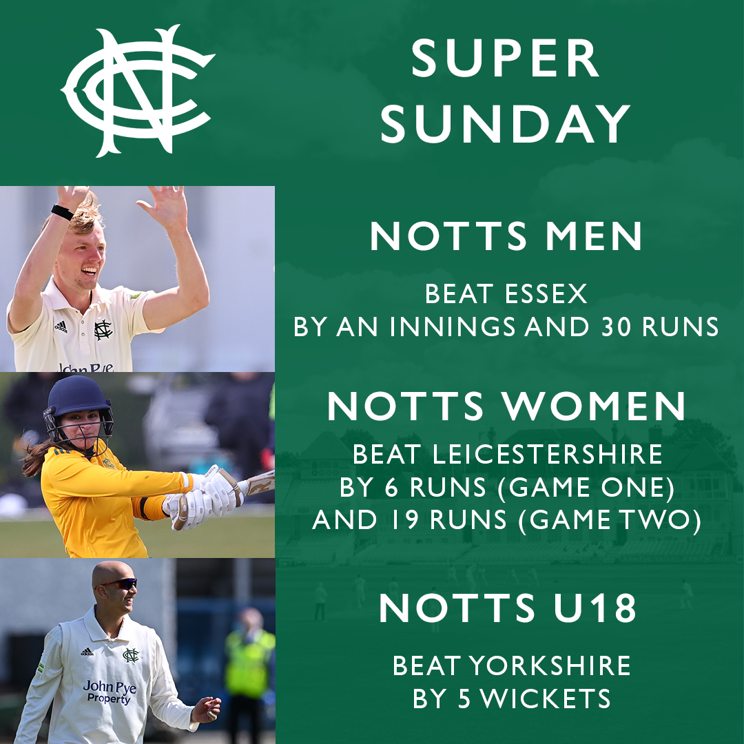 Notts Men ✅
Notts Women ✅
Notts Under 18s ✅

#SuperSunday reports and reaction 👉 bit.ly/3bekwZl