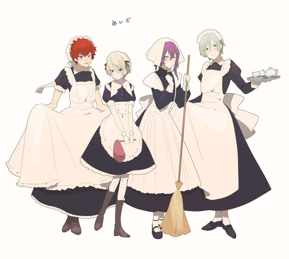過去描いたメイド♂たちです #メイドの日 