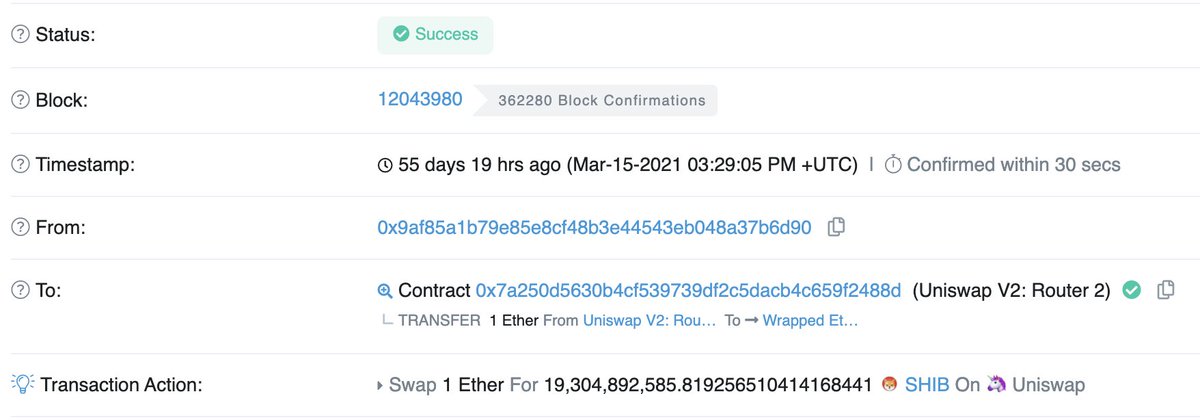 Here is a snapshot of a $500k+ miss I made with $SHIB - it has gone up almost 3,000% since I sold it less than 2 months ago. Maybe $KISHU will be next?