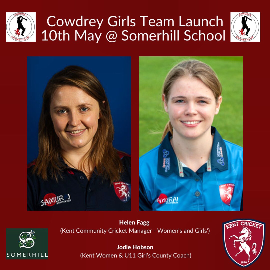 Excited for the launch of our girls team tonight. Even more that we’re able to welcome Helen Fagg
(Community Cricket Manager Women's and Girls') &amp; Jodie Hobson (Kent Women &amp; U11 Girl’s County Coach) from <a href="/kentcricket/">Kent Cricket</a>. #thisgirlcan #girlscricket