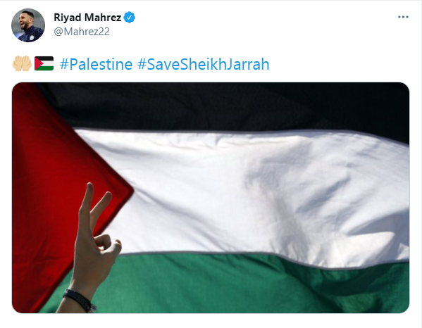 رياض محرز عبر حسابه على تويتر 📱🇵🇸✌️