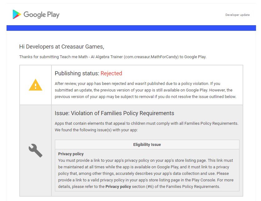 antonsilverdk's tweet photo. Google Play Rejecting my app Update because they dont like my “Privacy Policy���proves two things ... 🤔

My Jedi powers are not quite as good as I think.

And ...

Google Play IS the Dark Force/Empire/Sith Lords 

#starwars #indiedev #gamedev #GameDevelopment #dkgame https://t.co/bxQwVn1LbS