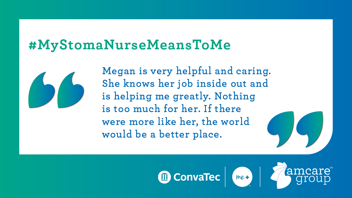 ConvatecStomaUK's tweet photo. #MyStomaNurseMeansToMe - "Megan is very helpful and caring. She knows her job inside out and is helping me greatly. Nothing is too much for her..."

Comment below to share what your #StomaNurse means to you!

#AmcareNurses #InternationalNursesDay #StomaNurses @AmcareGroup https://t.co/oQ6T9MILdC