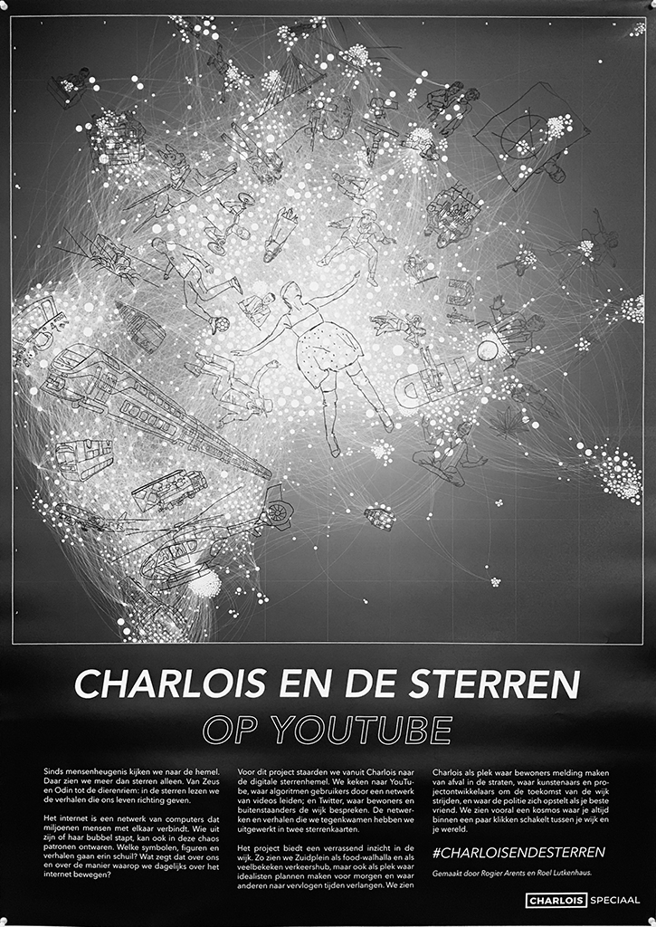 DDD_Daily's tweet photo. 10.05.2021 > What do you see when you look at the digital starry sky from Rotterdam-@charloissterren? Media scientist Roel Lutkenhaus and artist Rogier Arents explored the YouTube and Twitter cosmos, drawing the stories they encountered in two star charts -dutchdesigndaily.com https://t.co/WYeH3JqqCz
