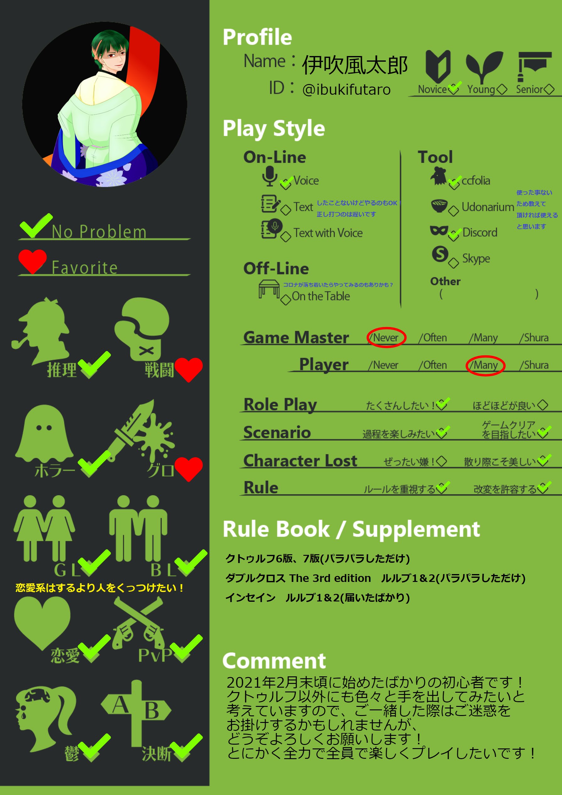 伊吹風太郎 Trpg初心者 Ibukifutaro Twitter