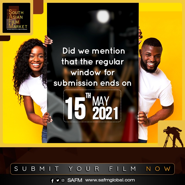 Well, it's worth mentioning again! Submit your script now and take advantage of the discount price available only until May 15th, 2021! Register Now: safmglobal.com #SAFM #SouthAsianFilmMarket #Webshows #FeatureFilm #FilmMarket #Director #Producer #CoProduction