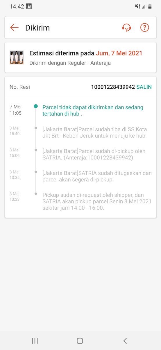 MeccaGhania's tweet photo. Paketttr aku mana hayyyyyy @anteraja_id direspon toloooooooongggggg, jgn diam2 bae !!!! Ingin rasanya ku berkata kasar ya Allah , udah seminggu paketku stuck tertahan dihub !! https://t.co/gtZwE2KlHK