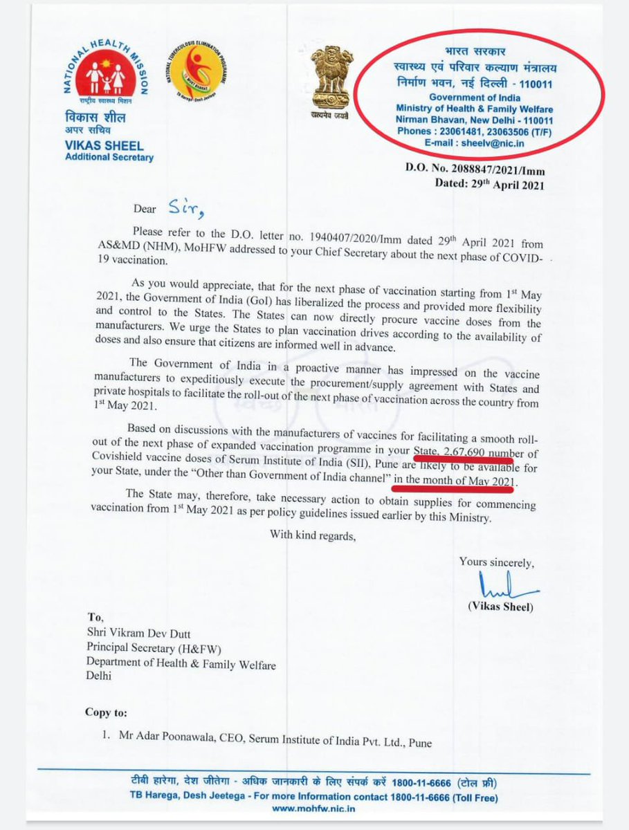 msisodia's tweet image. कभी चुनाव, कभी कुम्भ और कभी विदेशों में वैक्सीन बेचने के चक्कर में देश का बेड़ा गरक करने वाली भाजपा के झूठे प्रोपगंडा का जवाब-
⁃दिल्ली सरकार ने अप्रैल में ही कंपनियों को 1.34 करोड़ वैक्सीन का आर्डर दिया था।
⁃जवाब में केंद्र सरकार ने कहा कि दिल्ली को मई में केवल 3.5 लाख वैक्सीन