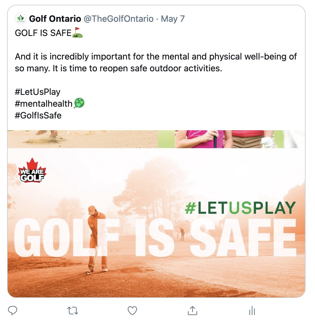 1/ A thread on what Ontario golf needs to do other than post pretty pictures in tweets #golfissafe  #LetUsPlay That is an undeniable scientific fact.It's about money & votes. Let's be clear on that.Golfers in Ontario need to know where to direct their 2022 support.