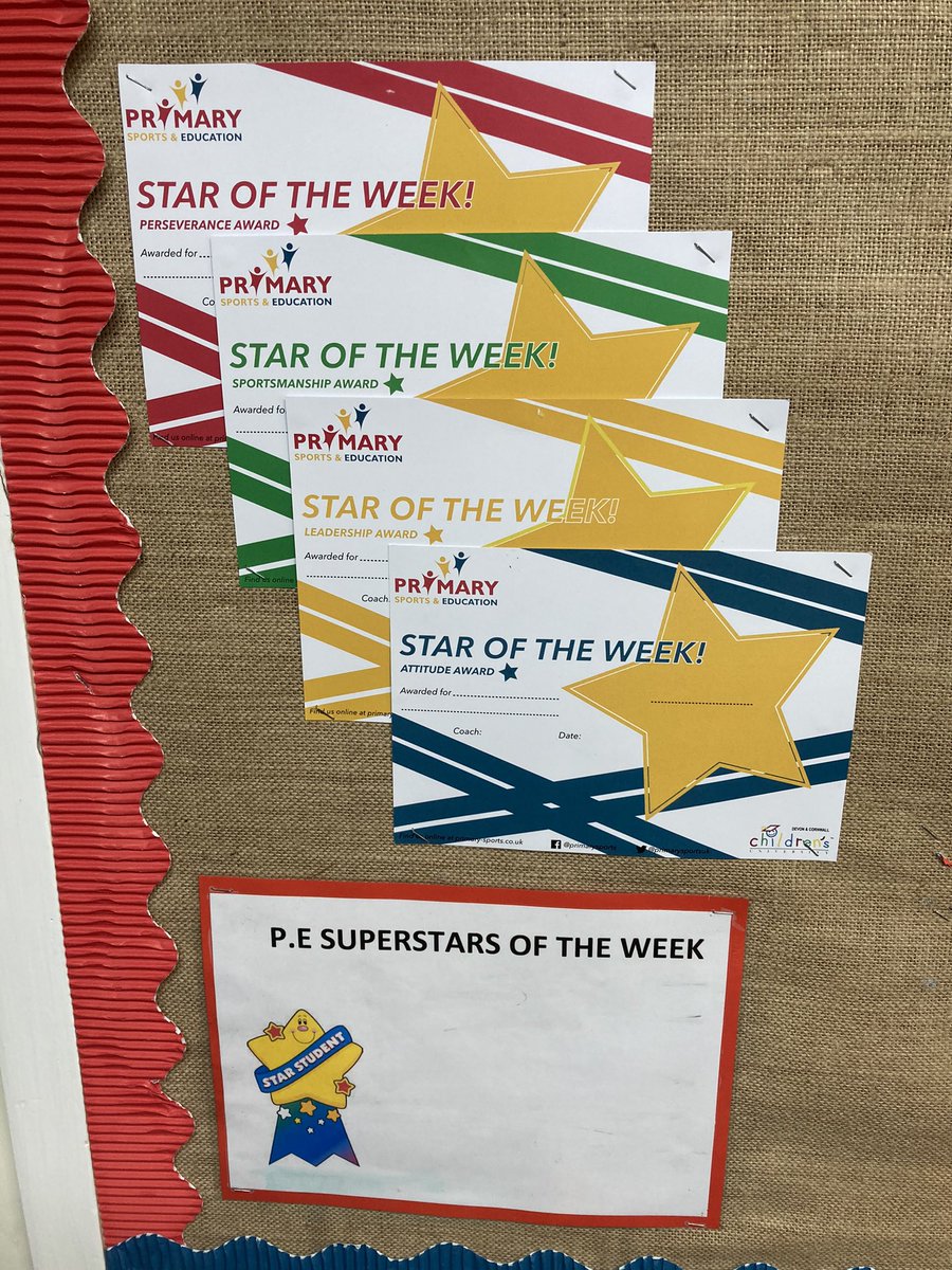 🔥CELEBRATING CHILDREN’S SUCCESS🔥

⭐️At school we celebrate children’s success by adding their name to the “superstar of the week” board which is found on the PE wall display 

⭐️Children also have the opportunity to win a certificate for demonstrating one of our values.