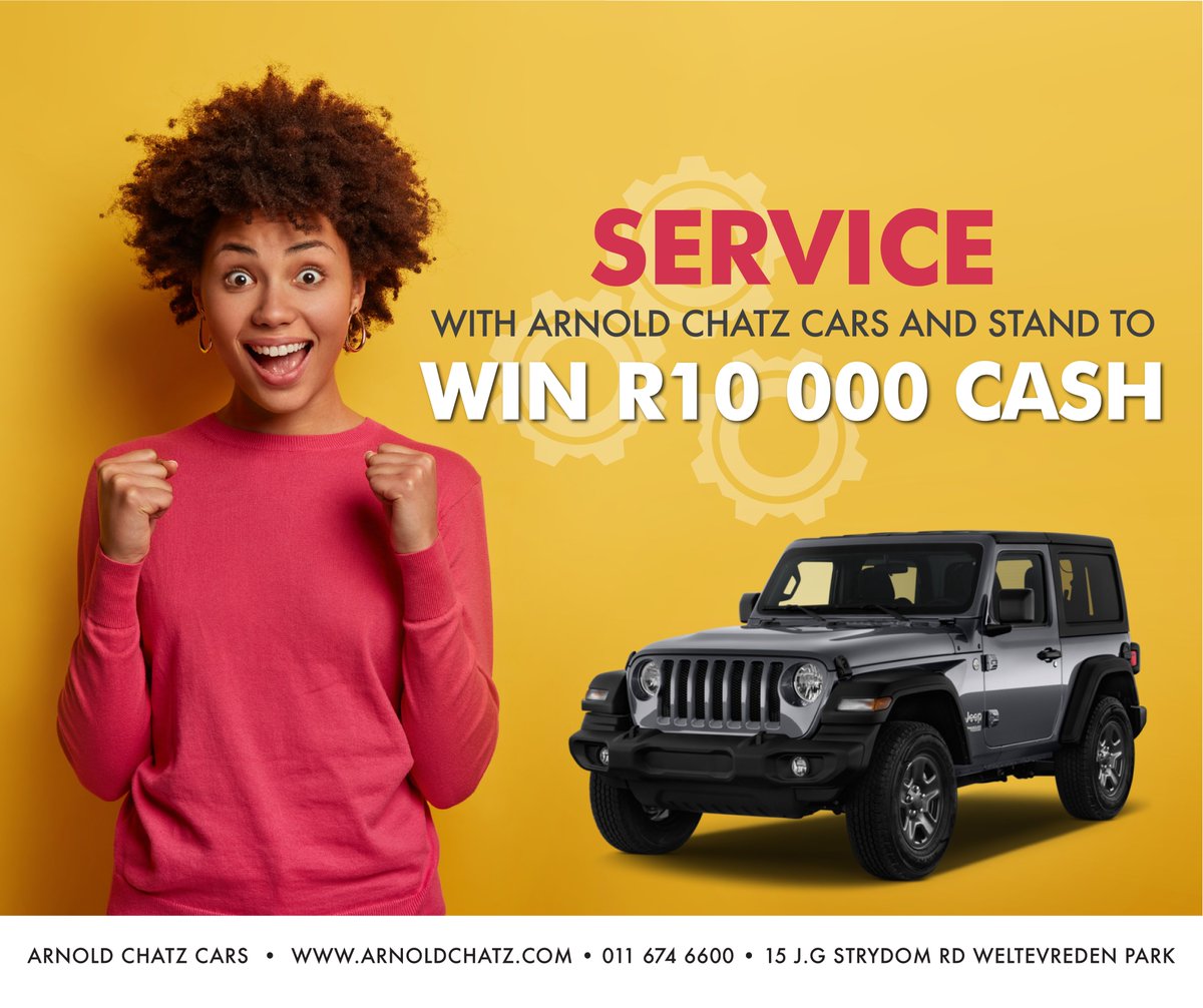 Service with <a href="/ArnoldChatzCars/">Arnold Chatz Cars</a> and stand a chance to win R10 000 in CASH this May! Get in touch today to book arnoldchatz.com/book-a-service/ T'c &amp; C's Apply #arnoldchatz #WINWIN