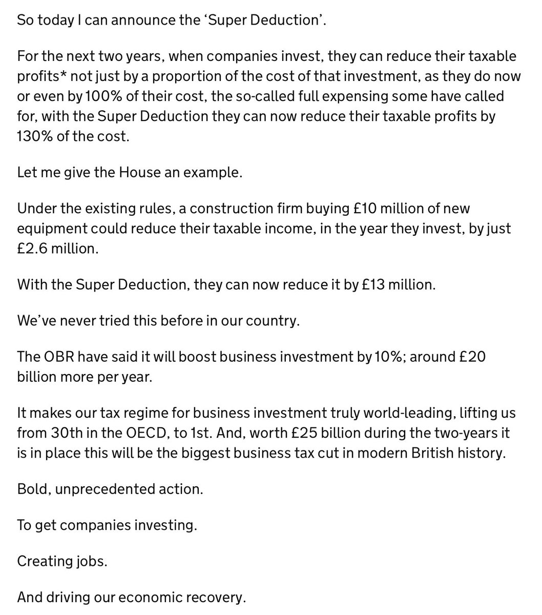 “We’ve never tried this before!Bold, unprecedented action!”said  @RishiSunak when unveiling the policy in the Budget (in which he also said corporation tax would go up from 19% to 25% in 2023 - also an unprecedented % increase in this business tax)