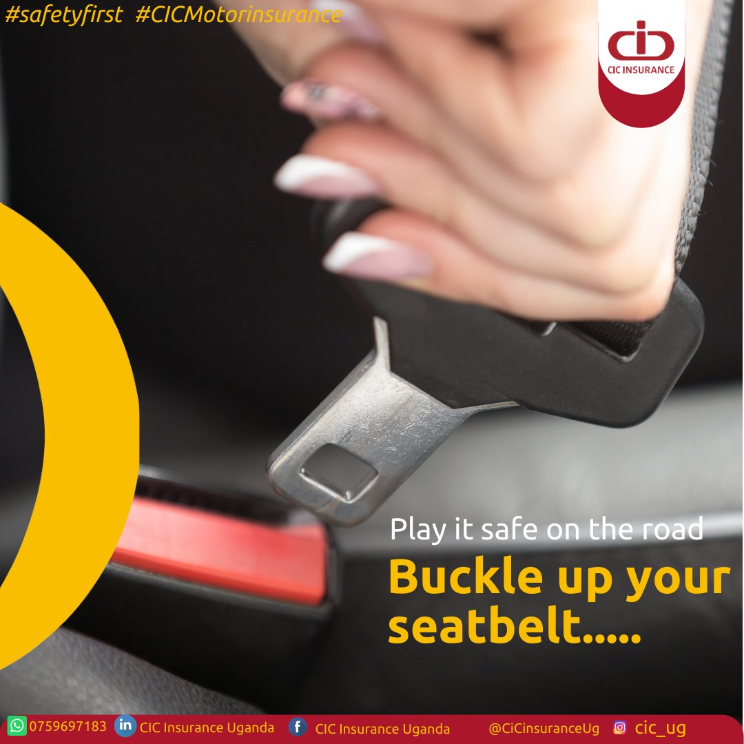 CiCinsuranceUg's tweet photo. Safeguard your life as we safeguard your ride. Play it safe on the road, buckle up that seatbelt.
#safetyfirst
#CICMotorInsurance
#seatbelt https://t.co/jYBVkIYTX6