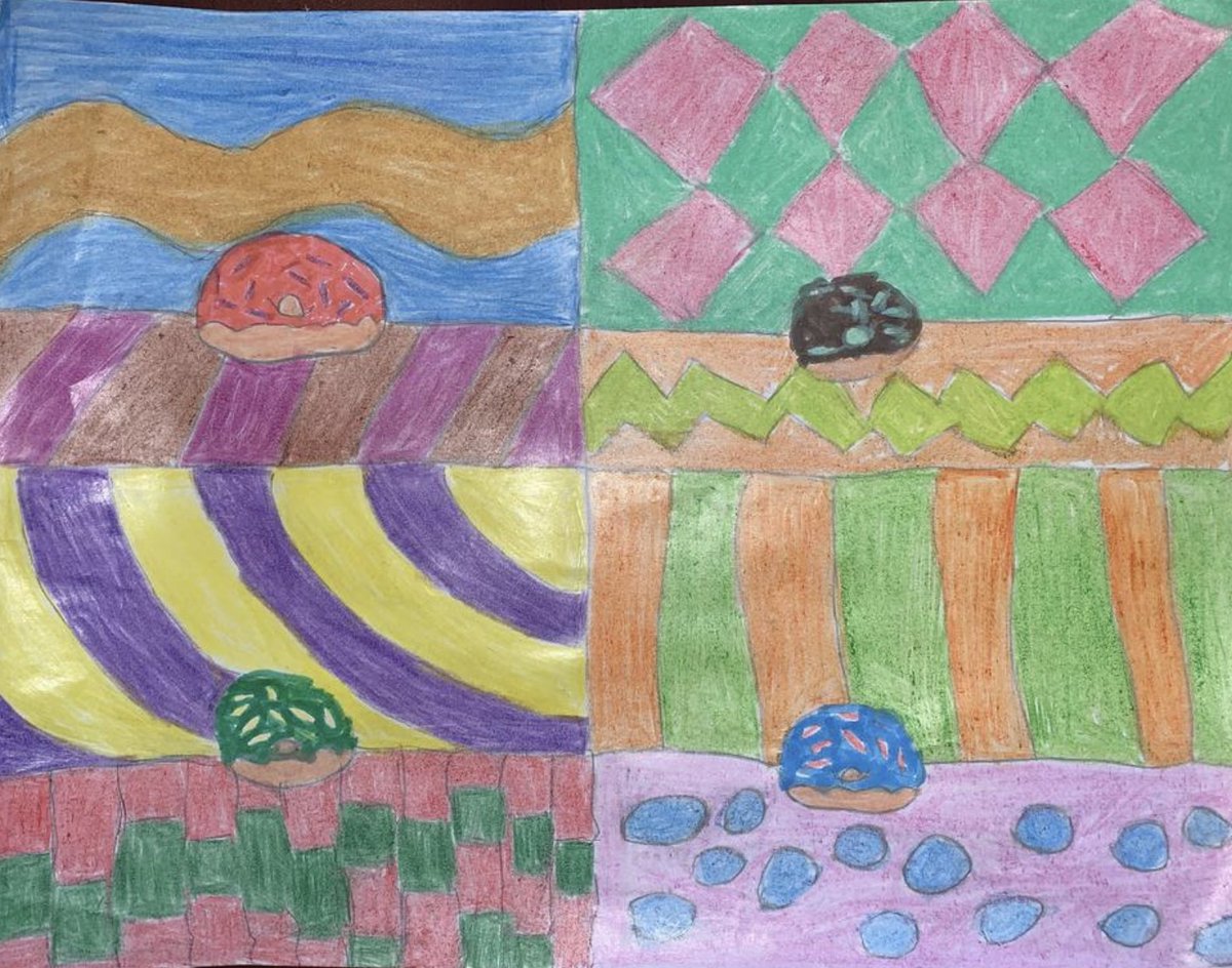 Ms__M__Woodruff's tweet photo. On Friday we learned about "Pop Art" and the amazing artist Andy Warhol. We created our own Doughnut Pop Art. I don't know about you, but these make me hungry! @GEVSchool https://t.co/rVLKvYXNPY
