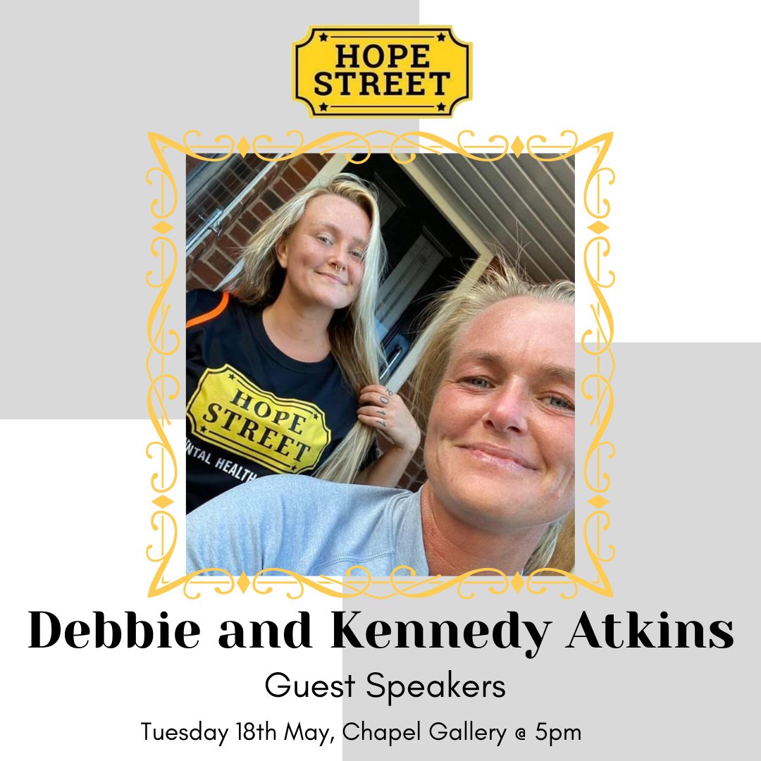 letstalkhopest's tweet photo. Our #PeerSupportSessions will be resuming indoors from Tues 18th May!

Our first guests at Chapel Gallery will be Debbie and Kennedy Atkins. They will be discussing their experience as mother and daughter living with mental health. 

Join us at 5pm to hear their inspiring words! https://t.co/KYixH3PBBZ